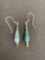 Handmade 30x5mm Teardrop Fashioned Turquoise Accented Pair of Sterling Silver Old Pawn Native