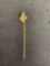 Leaf Motif Faux Pearl Accented High Polished 3in Long Gold-Filled Signed Designer Hat Pin