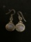Old Pawn Mexico Pair of 18x13mm Sterling Silver Earrings w/ Horizontal Set Oval Moonstone Centers