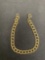 Double Curb Link 7mm Wide 7in Long Gold-Tone Sterling Silver Bracelet