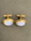 Oval 20x10mm Opalite Accented Center Cabochon Pair of Gold-Filled Signed Designer Cufflinks