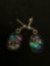 Champion Designer 30x15mm Murano Glass Featured Pair of Sterling Silver Drop Earrings