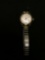 Bulova Designer Round 20mm 10Kt Rolled Gold Bezel Stainless Steel Watch w/ Bracelet
