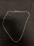 High Polished Box Link 1mm Wide 16in Long Italian Made Sterling Silver Chain