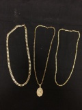 Lot of Three Gold-Tone Alloy Various Size & Style 24in Long Chains