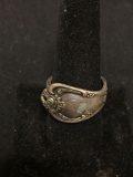 Vintage Old Pawn 15mm Wide Tapered Collectible Spoon Sterling Silver Ring Band