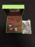 Chelsea Designer Snake Link 16in Sterling Silver Chain w/ Six Rectangular Various Gemstone Necklaces