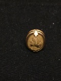Oval 14x10mm Lady Cameo Motif 12Kt Gold-Filled Signed Designer Vintage Pin