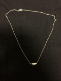 Signed Designer Sterling Silver Necklace w/ Feather Motif Pendant