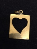 Rectangular 22x16mm Gold-Tone Heart Motif Sterling Silver Pendant