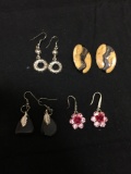 Lot of Four Various Size & Style Pairs of Alloy Fashion Drop Earrings