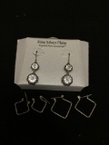 Lot of Three Various Size & Style Pairs of Alloy Fashion Drop Earrings