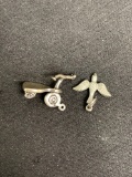 Lot of Two Sterling Silver Charms, One Dove Motif & Roller Skate