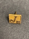 Rectangular 11x9mm Signed Designer 10Kt Gold-Filled Initial J Commemorative Pin