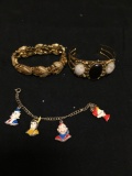 Lot of Three Various Size & Styled Designer Fashion Bracelets