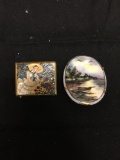 Lot of Two Vintage Portrait Design Fashion Alloy Brooches