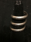 Unique 26mm Long Sterling Silver Coil Ring Band