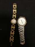 Lot of Two Gruen Designer Stainless Steel Watches, One Gold-Tone 18mm & Silver-Tone 31mm