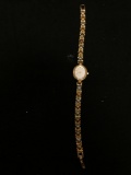 Elgin Designer Oval 20x17mm Bezel Gold-Tone Stainless Steel Watch w/ Bracelet