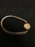 Signed Designer Round 18mm Gold Plated Bezel Stainless Steel Watch w/ Bracelet