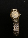 Enicar Designer Round 23mm Gold Plated Bezel Stainless Steel Watch w/ Bracelet