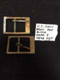 Lot of Two Brass US Navy Mark 5 Dive Suit Belt Buckles Rectangular 3.5x2.5in