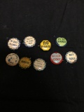 Lot of Nine Various Size & Style Vintage Round Buttons