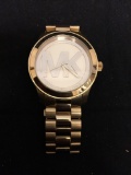 Michael Kors Designer Large 42mm Gold-Tone Bezel Stainless Steel Watch w/ Bracelet