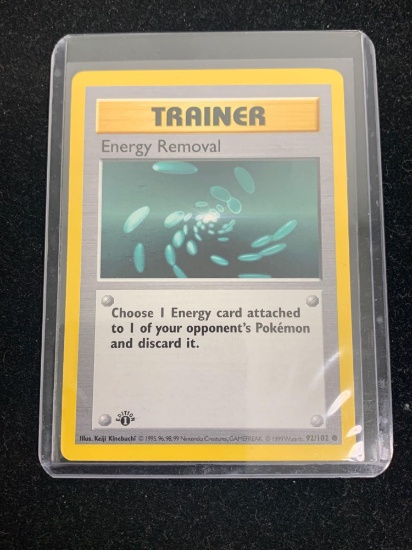 Pokemon Trainer Energy Removal Base Set 1st Edition Shadowless Card 92/102