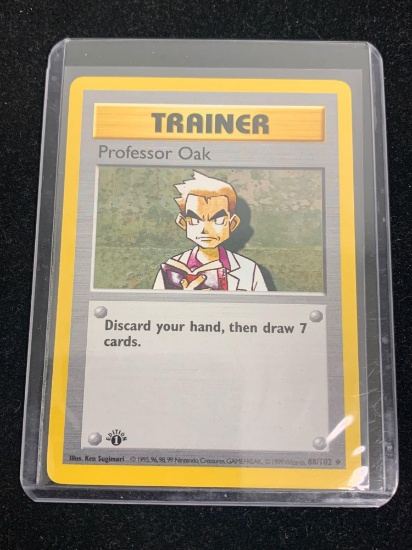 Pokemon Trainer Professor Oak Base Set 1st Edition Shadowless Card 88/102