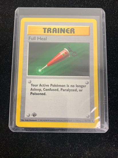 Pokemon Trainer Full Heal Base Set 1st Edition Shadowless Card 82/102