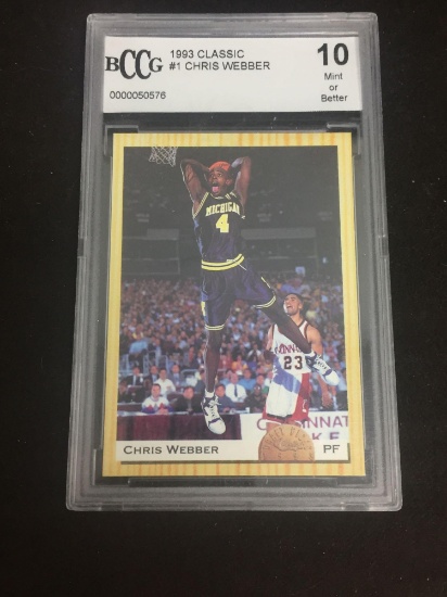 BCCG Graded 1993 Classic Chris Webber Rookie Basketball Card from Collection