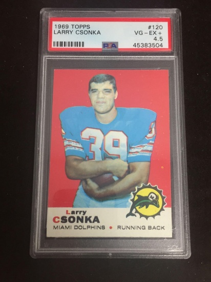 PSA Graded 1969 Topps Larry Csonka Dolphins Rookie Football Card from Collection