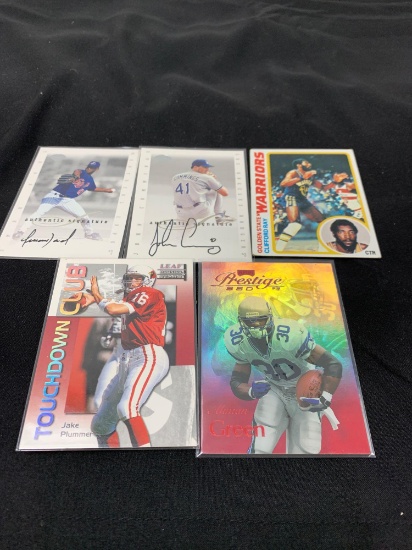 5 Card Lot of Mixed Sports Cards - Relics, Autographs, Inserts, Numbered, Stars & More!