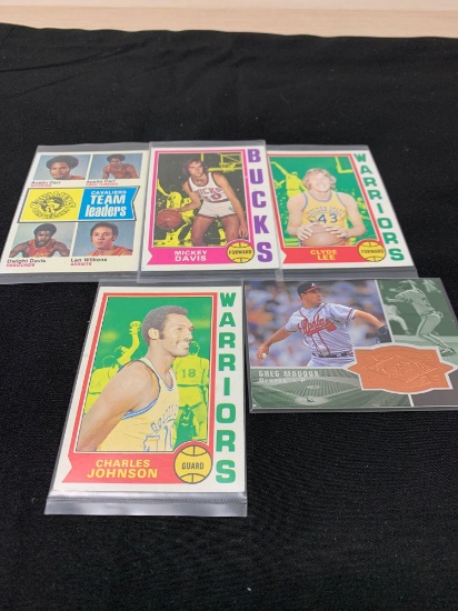 5 Card Lot of Mixed Sports Cards - Relics, Autographs, Inserts, Numbered, Stars & More!