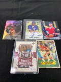 5 Card Lot of Mixed Sports Cards - Relics, Autographs, Inserts, Numbered, Stars & More!