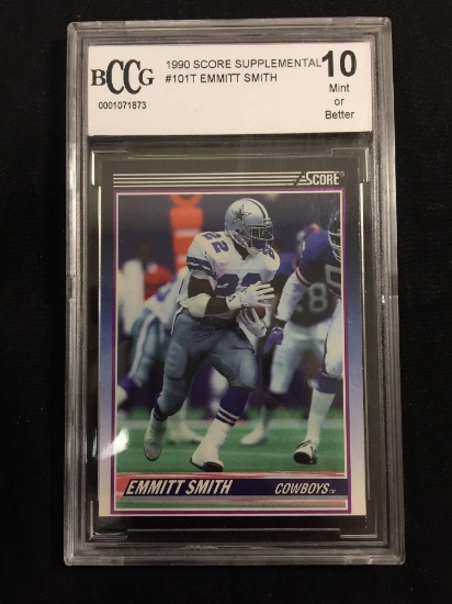 BCCG Graded 1990 Score Supplemental EMMITT SMITH Cowboys Rookie Card - 10