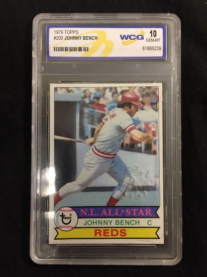 WCG Graded Johnny Bench Reds Vintage Baseball Card - Gem Mint 10