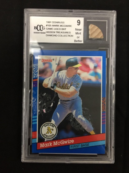 BCCG Graded 1991 Donruss Mark McGwire Game Used Bat Card - 9
