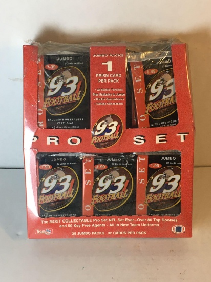 Factory Sealed Pro Set 1993 Football Jumbo Pack 20 Ct. Box from Store Closeout