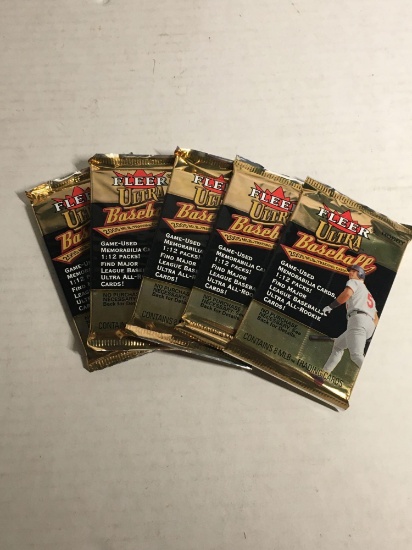 Fleer Ultra Baseball 2005 Lot of Five Factory Sealed Packs from Store Closeout