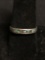 Broken Edge Gemstone Inlaid 3mm Wide High Polished Sterling Silver Band