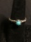 Round 4.5mm Turquoise Cabochon Center Hand-Braided Eternity Design Sterling Silver Ring Band