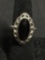 Oval 18x8mm Onyx Inlaid Center Filigree Braided Detail Halo Signed Designer Sterling Silver Ring