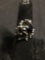 Old Pawn Native American Organic Design 20mm Wide Tapered Sterling Silver Handmade Ring Band w/ Oval