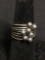 Seven Interlocking Sterling Silver Ring Bands w/ Staggered Round 4mm Bead Ball Top 11mm Wide Stacked