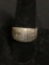 Laser-Carved Detailed Groove Design 11mm Wide Tapered Sterling Silver Ring Band