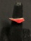 Bezel Set 20x5mm Red Doral Sliver Center Twisted Detailed Shank Handmade Old Pawn Native American