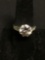 RP Designer Round Faceted 10mm CZ Center w/ Milgrain Detailed CZ Sides Sterling Silver Engagement