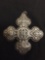 Large Detailed Reed & Barton Designed Christmas Cross 1971 3x3in Sterling Silver Cross Pendant